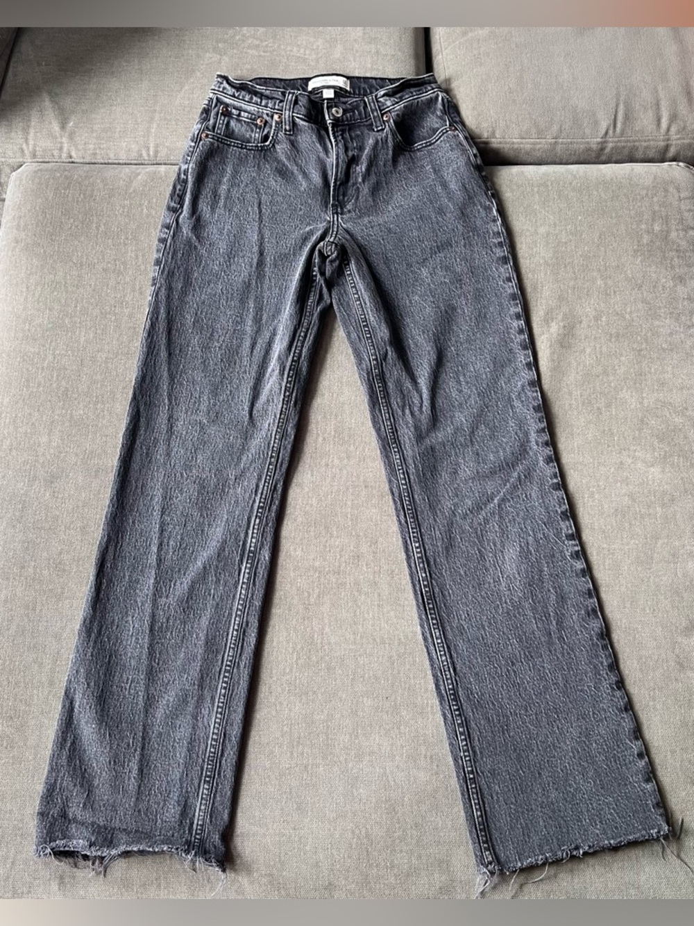 Abercrombie & Fitch Baggy Low Rise Curve Love Jeans Black‎ Wash 24 Long